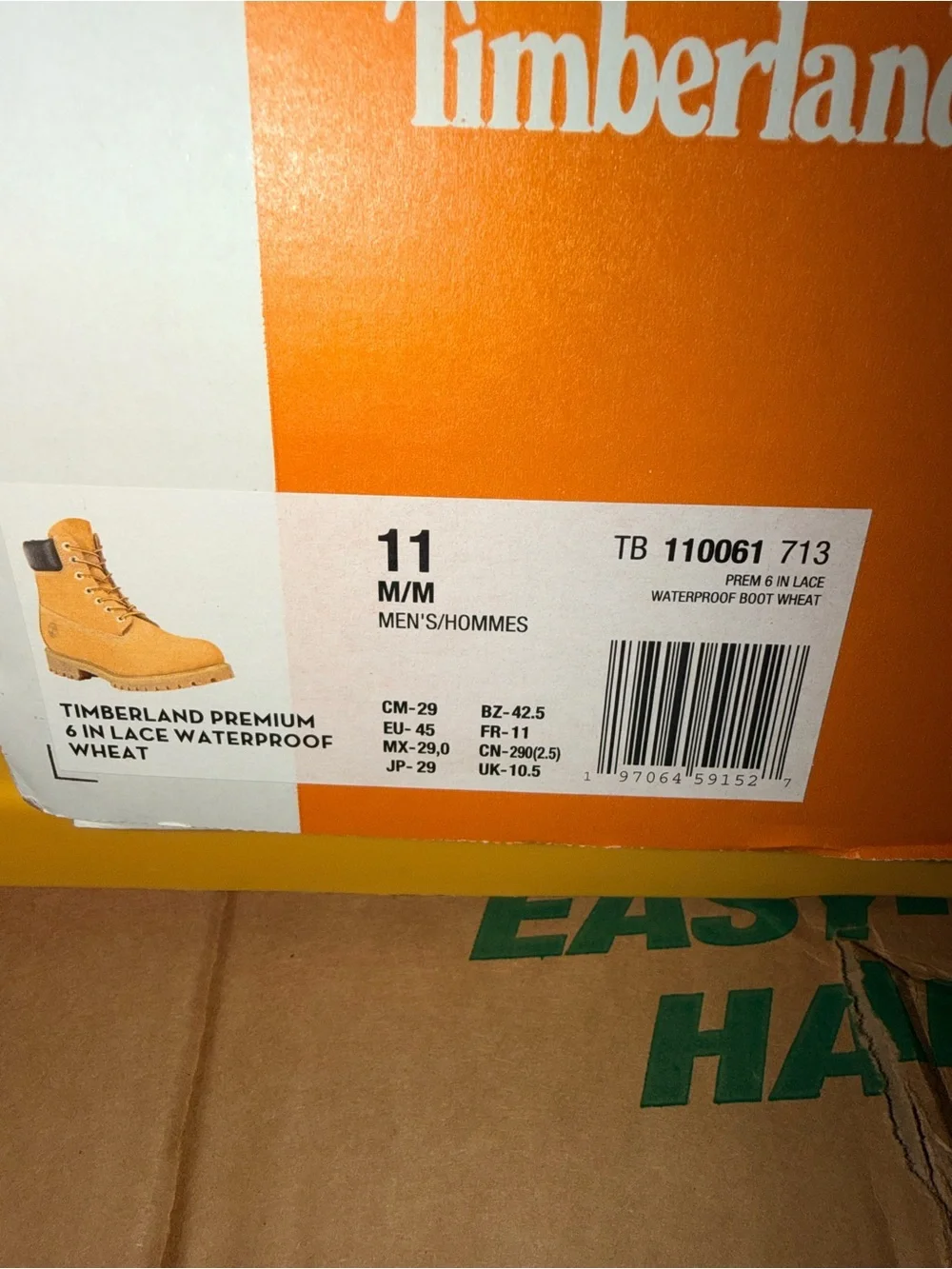 Timberland Premium 6-Inch Waterproof Boots Wheat Nubuck Men’s Size 11